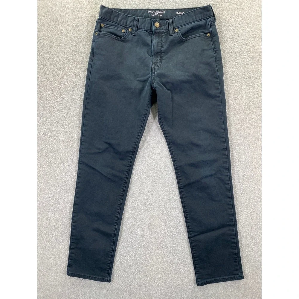 Banana Republic Travel Jean Mens 32x32 (Fits 30x28.5) Slim Fit Navy Blue Stretch